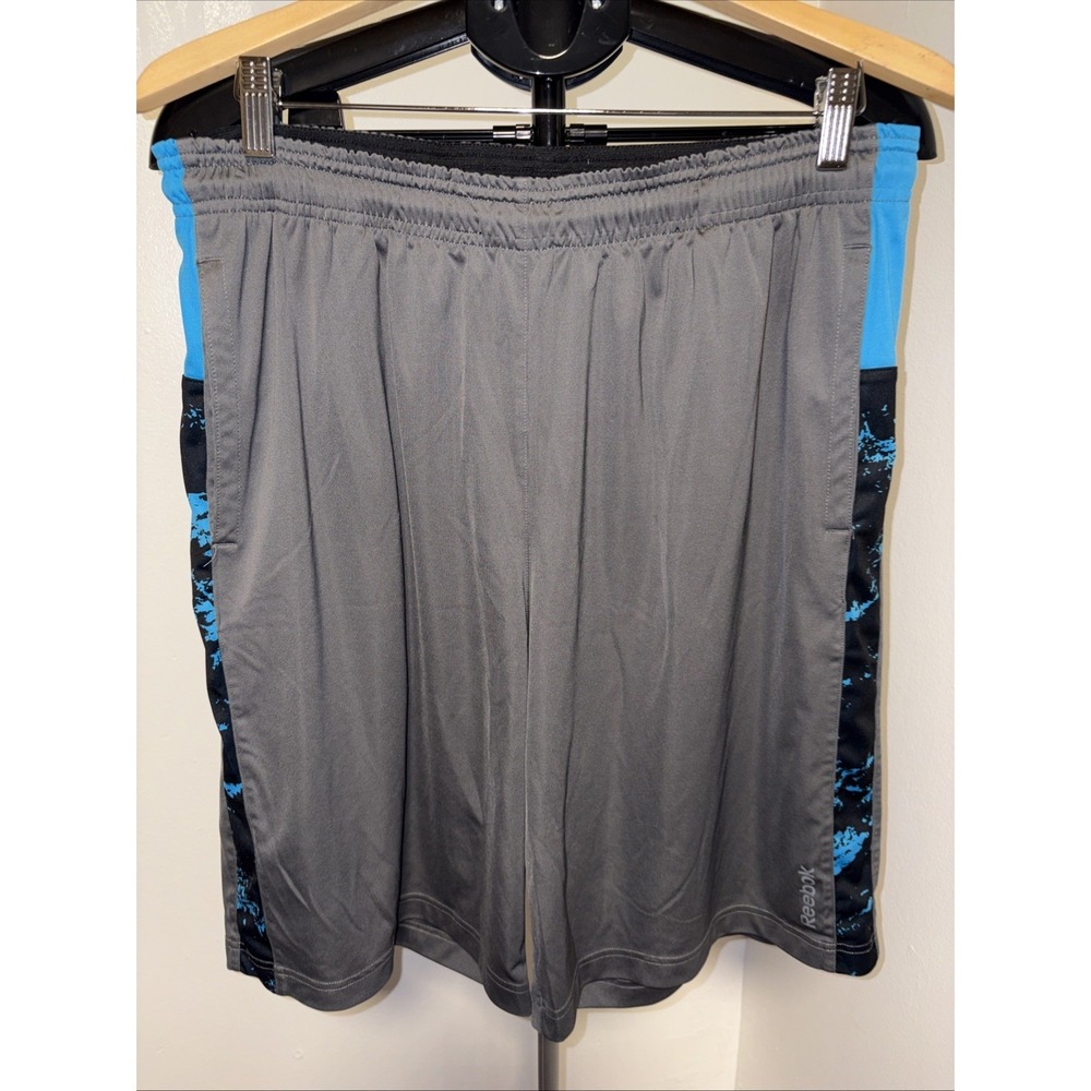 Reebok Play Dry Mens Size L Athletic Shorts Running Basketball Gray Polyester